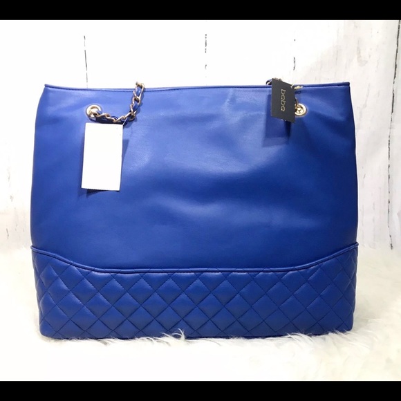 ❤️SOLD❤️ New BEBE LOGO blue QUILTED TOTE bag purse - Picture 4 of 7